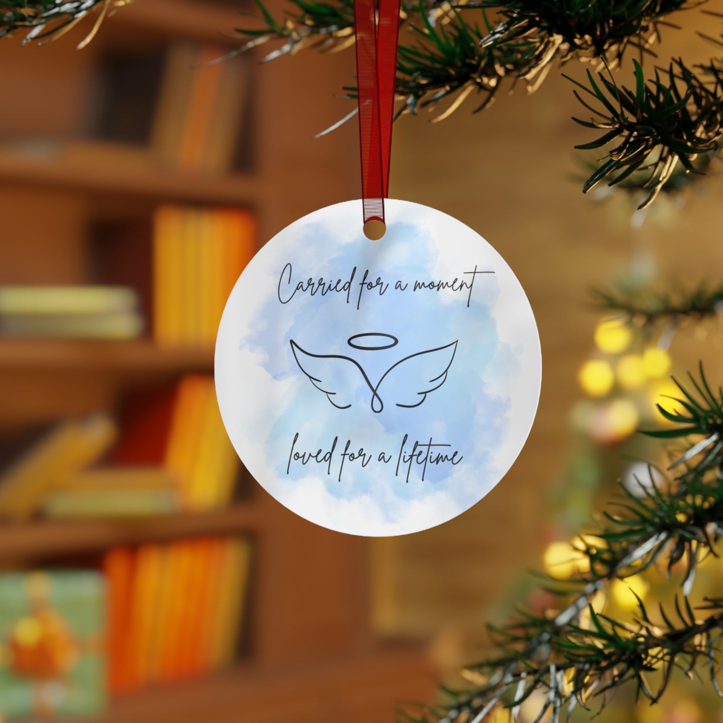 'Carried for a Moment, Loved for a Lifetime' Metal Memorial Ornament Blue