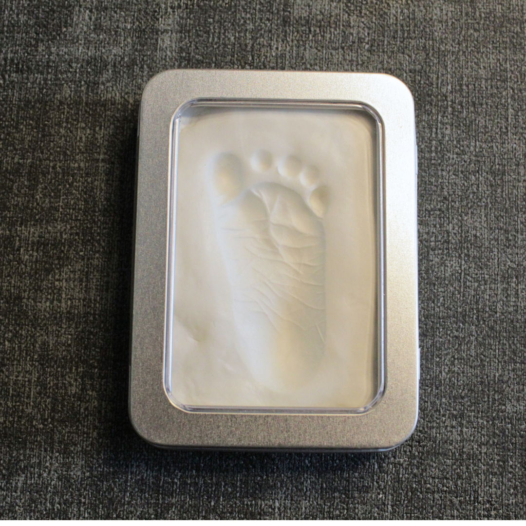 Hand & Foot Air-Dry Impression Kit for Perinatal Bereavement in Keepsake Tin Mold – (4.5"x3.3")