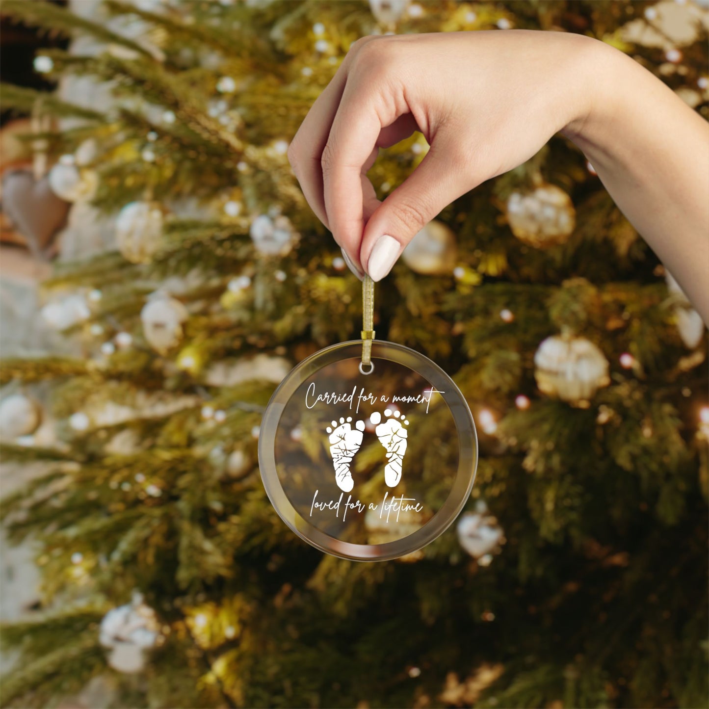 Pregnancy & Infant Loss Glass Keepsake - Footprint Baby Loss Memorial Ornament