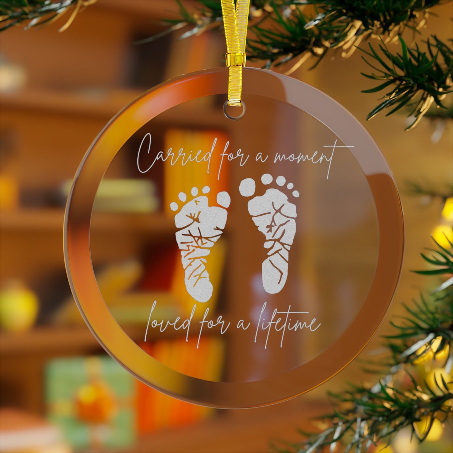 Pregnancy & Infant Loss Glass Keepsake - Footprint Baby Loss Memorial Ornament
