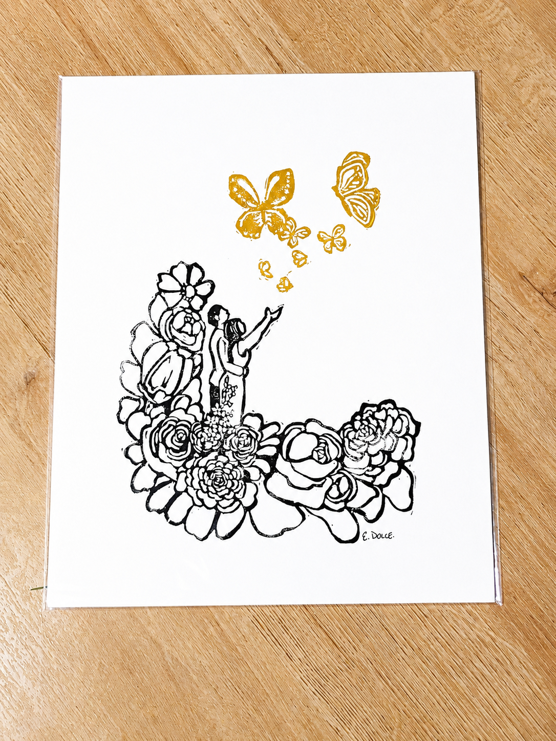 “Holding Space” – 8x10 Linocut Print Inspired by Gala Masterpiece