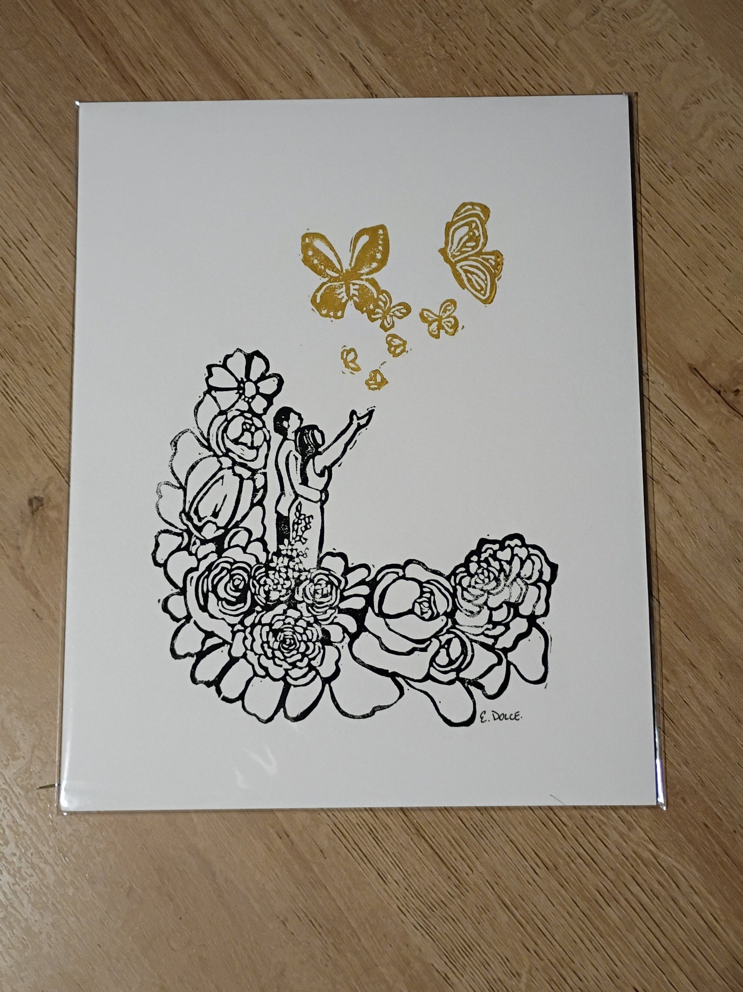 “Holding Space” – 8x10 Linocut Print Inspired by Gala Masterpiece