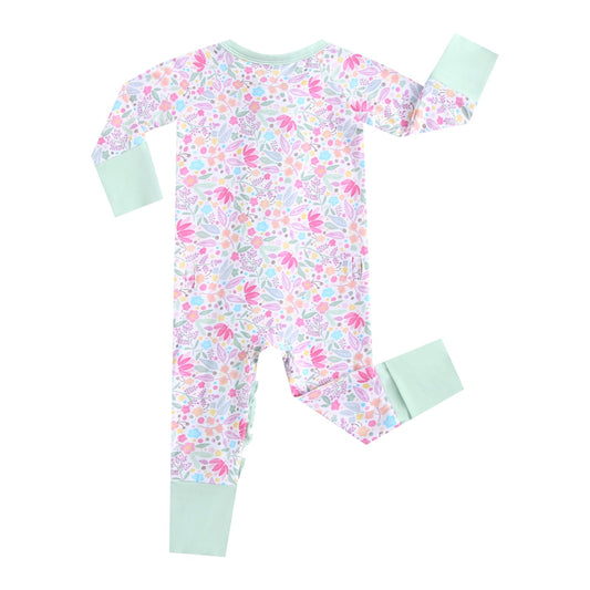 Tiny Blooms Ruffled Zippered Baby Romper