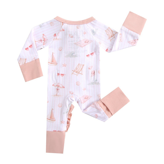 Beach Baby Ruffled Zippered Baby Romper