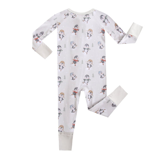 Penguins On Ice Zippered Baby Romper