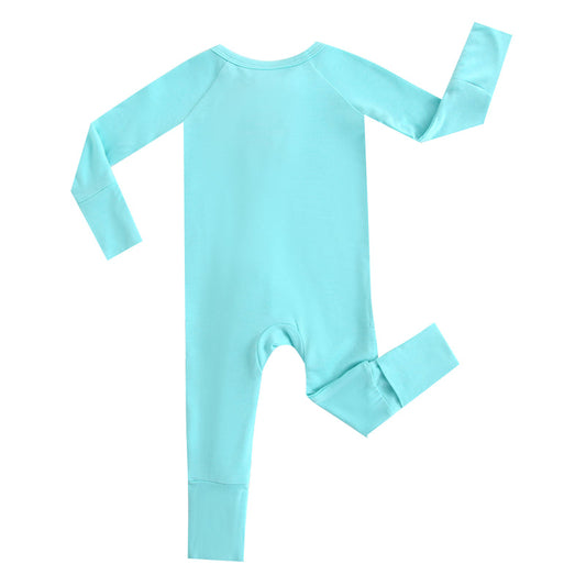 Tranquil Turquoise Zippered Baby Romper