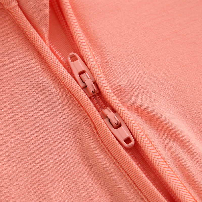 Joyful Coral Zippered Baby Romper