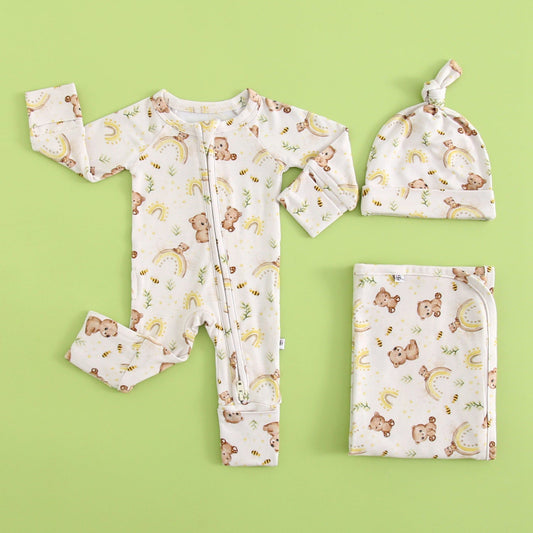Sweet as Honey Zippered Baby Romper