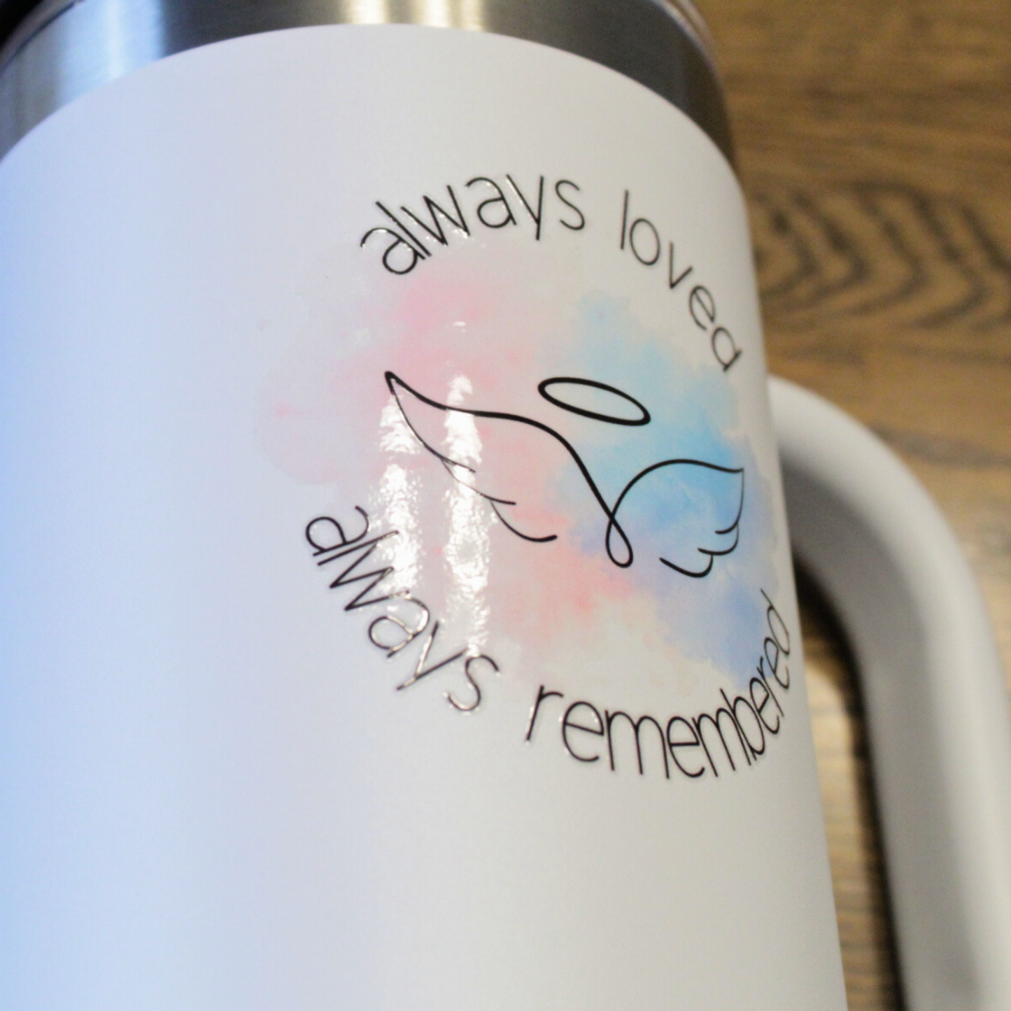 40 oz Stainless Steel Insulated Drink Tumbler with Straw | Angel Wing Design