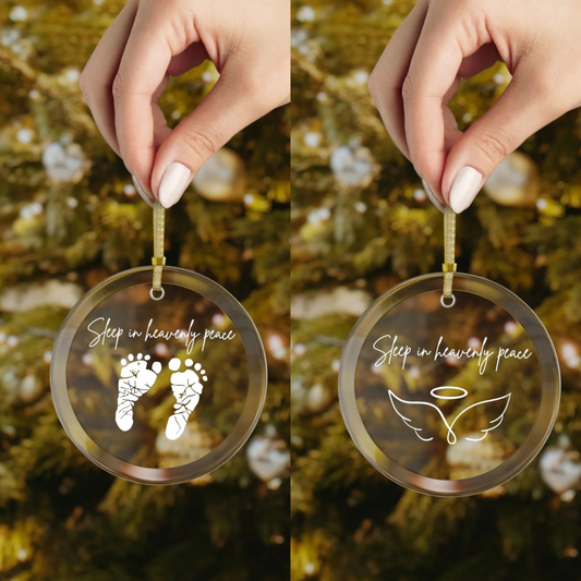 "Sleep in Heavenly Peace" Glass Keepsake Memorial Ornament
