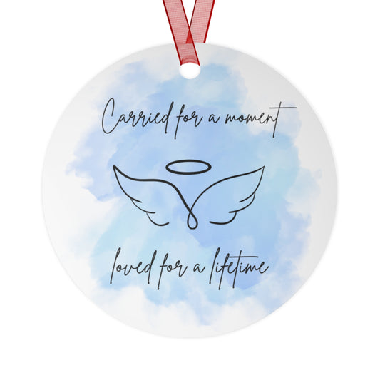 'Carried for a Moment, Loved for a Lifetime' Metal Memorial Ornament Blue