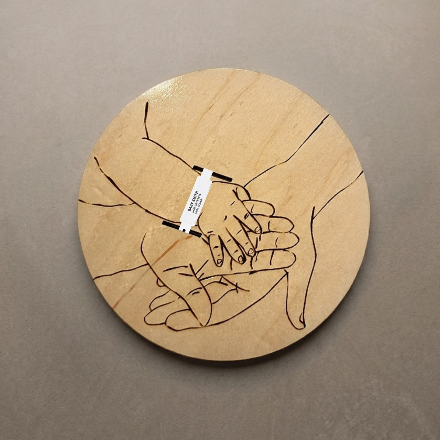 Hospital ID Bracelet Laser Engraved Wood Memory Display