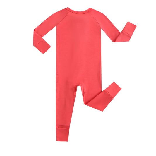 Berry Red Zippered Baby Romper