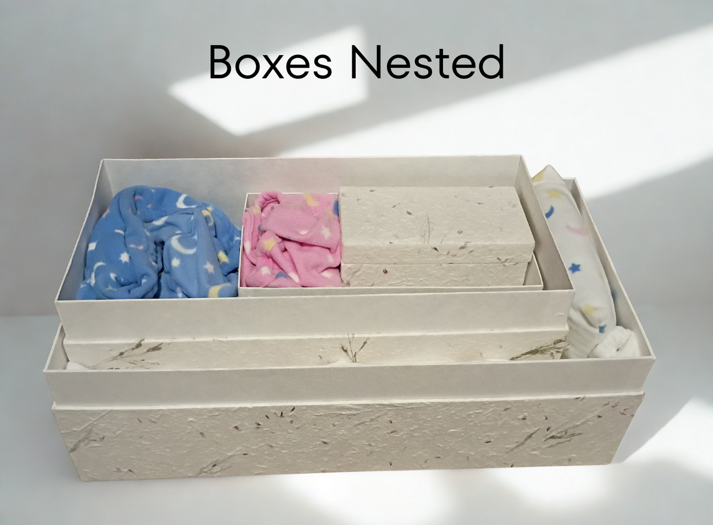 STARTER SET Baby Dignity Boxes for Transport/Casket | Mulberry Paper Boxes with White Fleece Liners