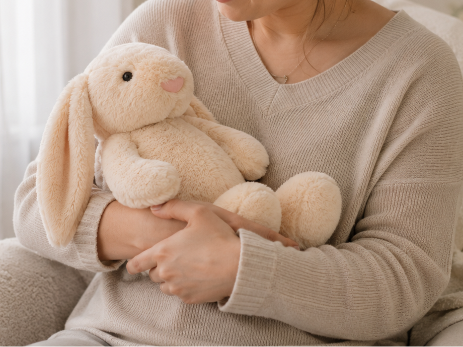15" Custom Weight Snuggly Bunny with Velcro Opening in Back | 13oz to 6lbs
