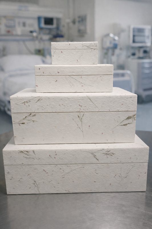 STARTER SET Baby Dignity Boxes for Transport/Casket | Mulberry Paper Boxes with White Fleece Liners