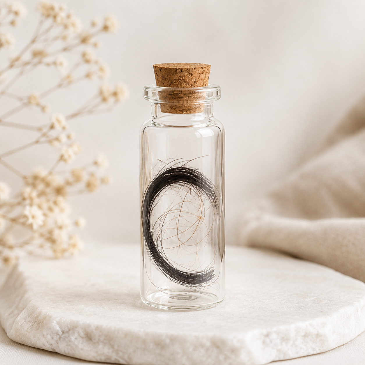 Baby Hair Keepsake 10ml Glass Capsule Jars with Corks | Set of 2