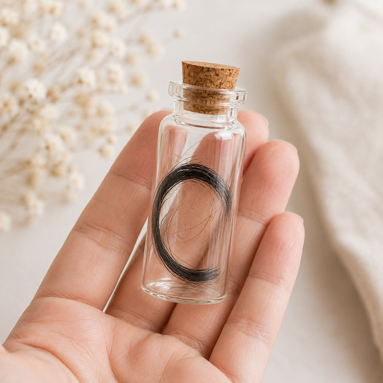 Baby Hair Keepsake 10ml Glass Capsule Jars with Corks | Set of 2