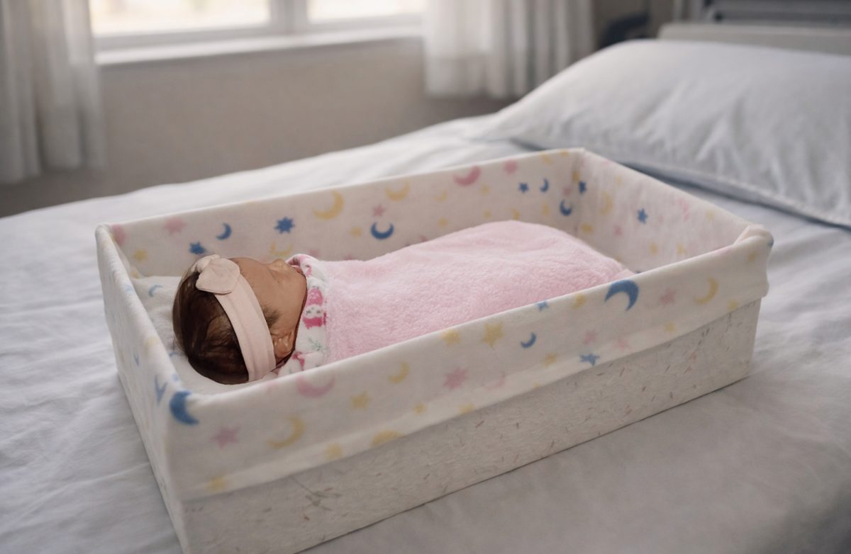 Baby Dignity Box for Transport/Casket | Mulberry Paper Box with Fleece Liner