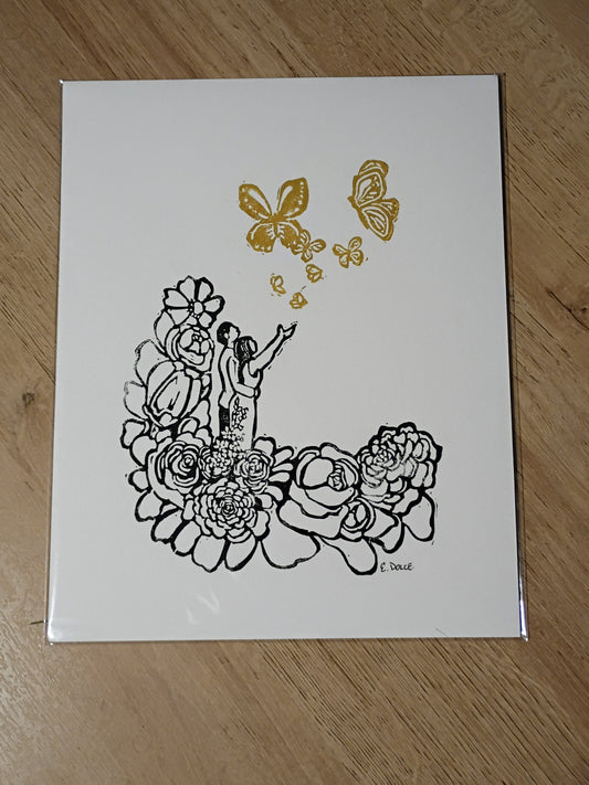 “Holding Space” – 8x10 Linocut Print Inspired by Gala Masterpiece