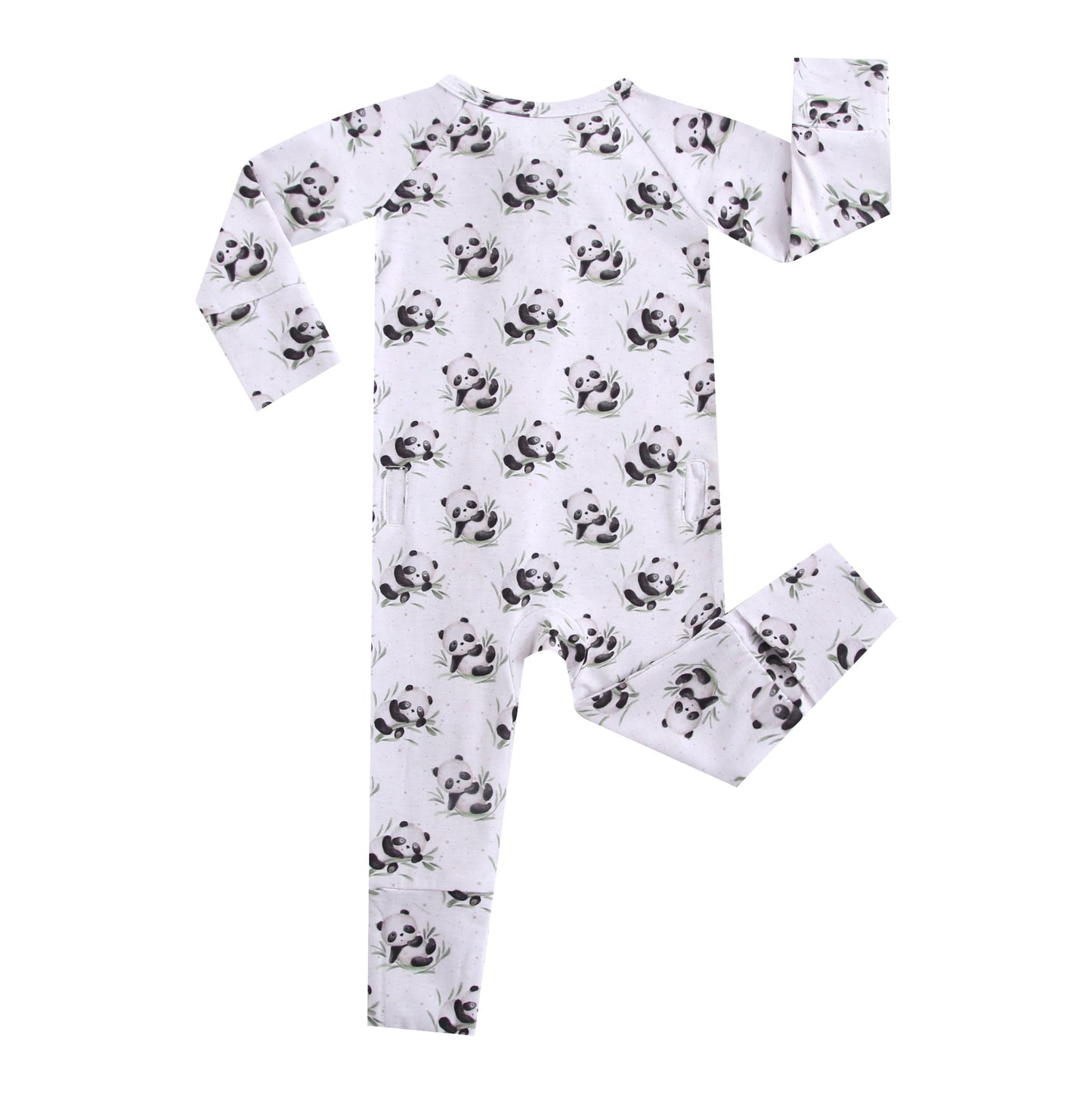 Lucky Panda Zippered Baby Romper