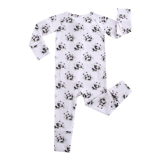 Lucky Panda Zippered Baby Romper