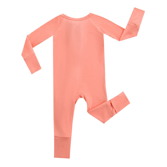 Joyful Coral Zippered Baby Romper