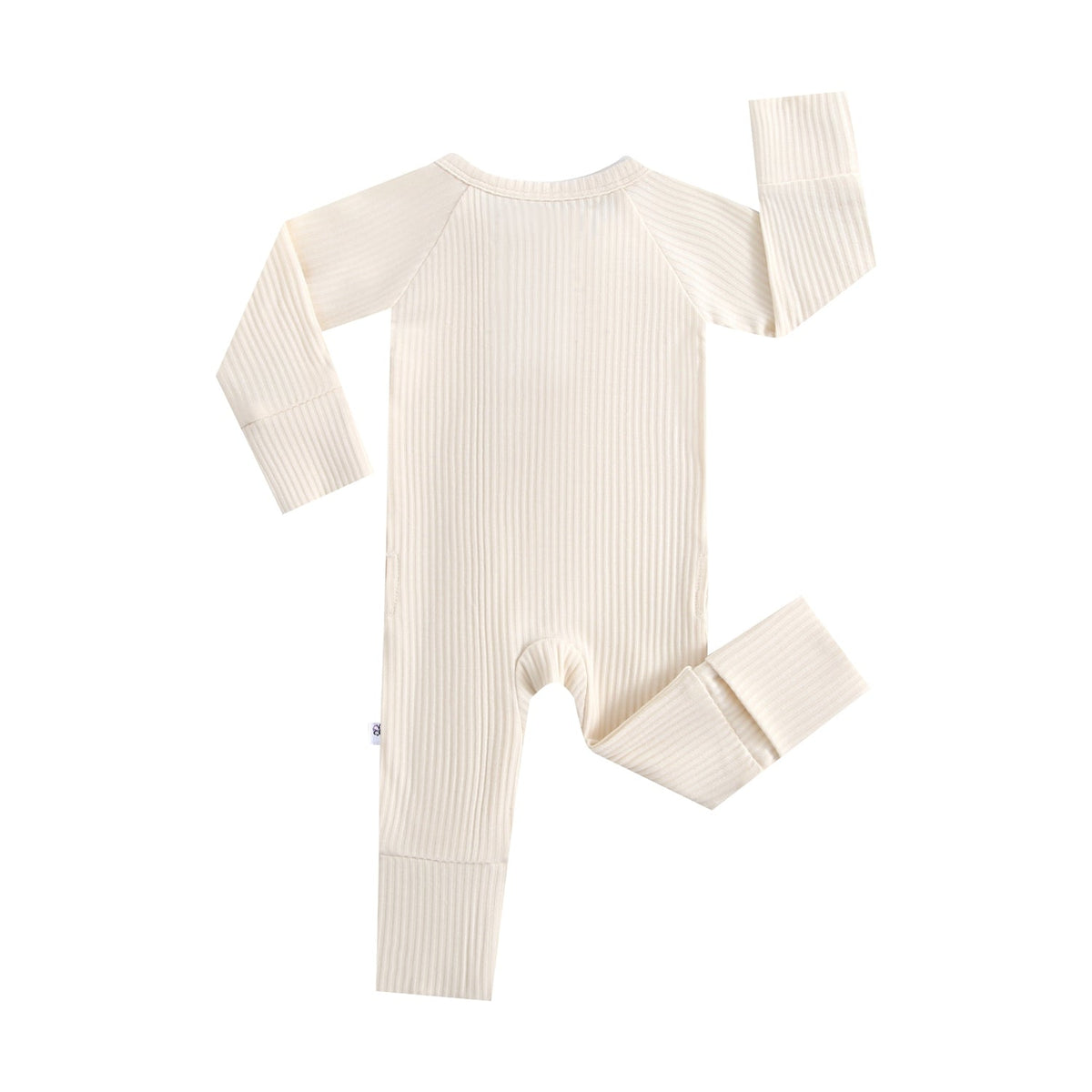Oatmeal Ribbed Zippered Baby Romper