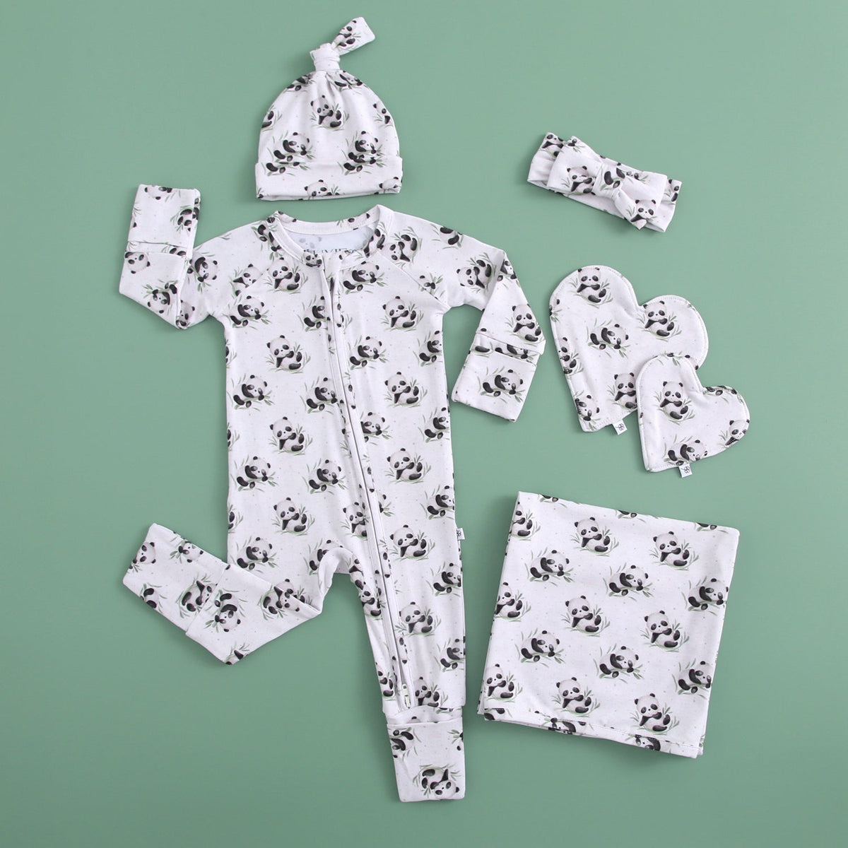 Lucky Panda Zippered Baby Romper