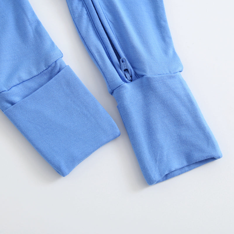 Pure Blue Zippered Baby Romper