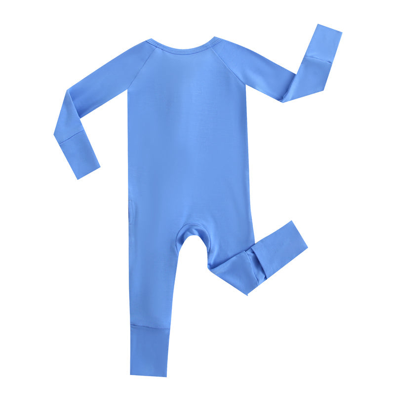 Pure Blue Zippered Baby Romper
