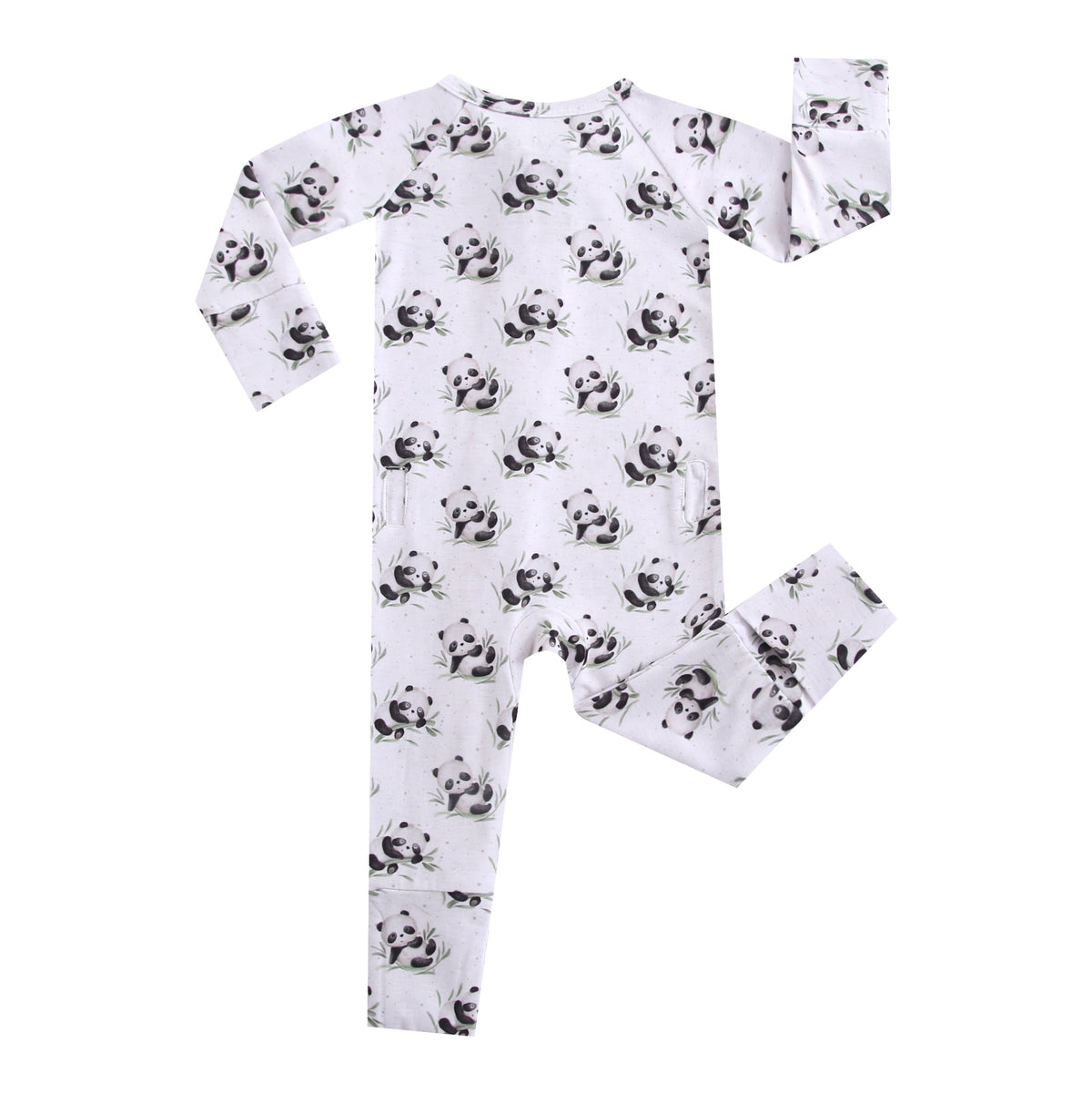 Lucky Panda Zippered Baby Romper