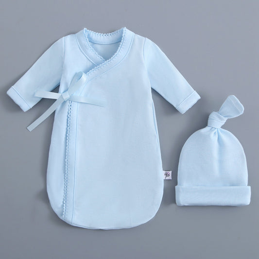 Light Blue Preemie Burial Gown & Hat Set
