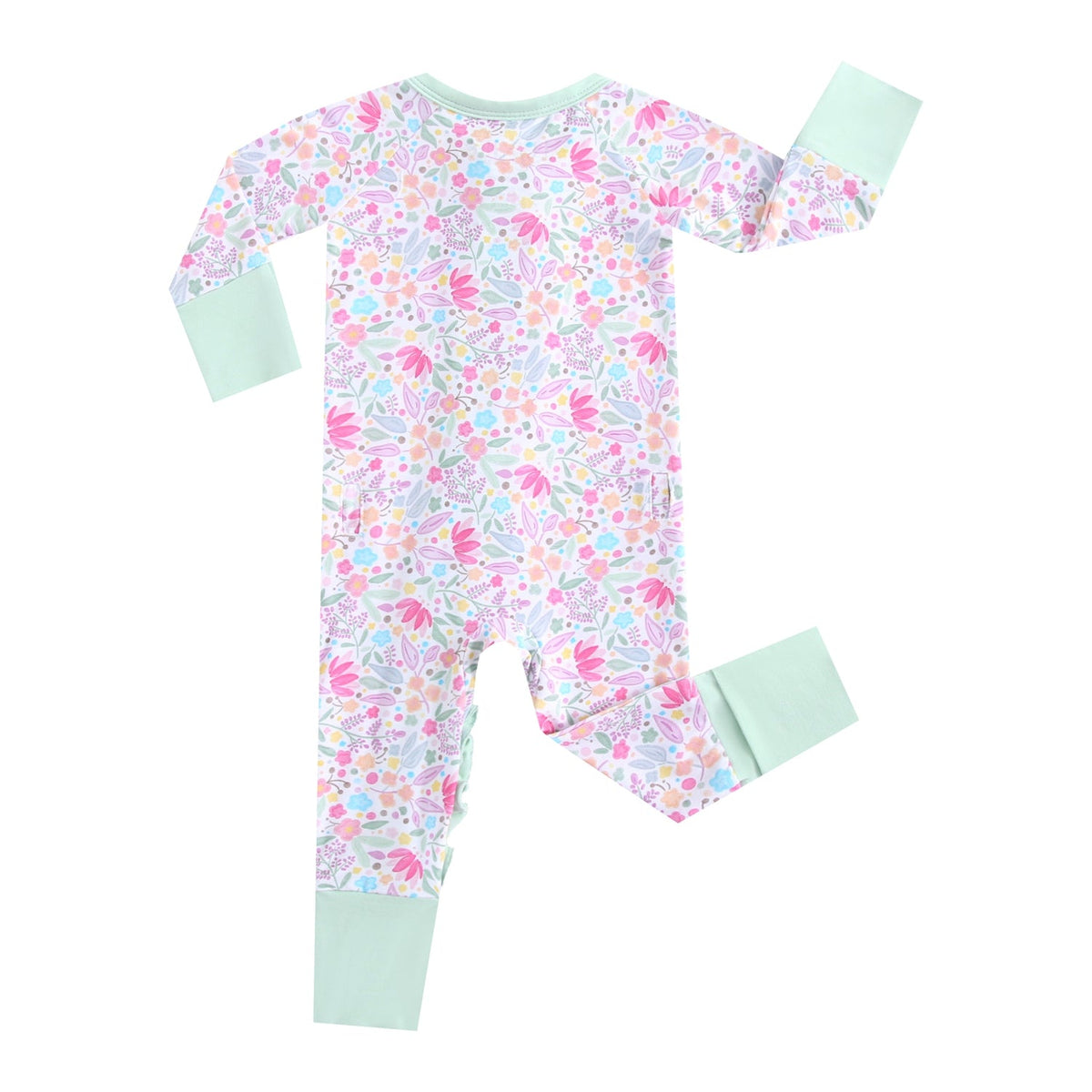 Tiny Blooms Ruffled Zippered Baby Romper