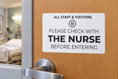 Please Check With the Nurse — Removable No Residue Loss Awareness Door 4x6 Stickers | Set of 10
