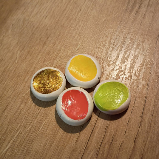 4-Pack Clay Worry Stones – Painted & Clear Coated Thumbprint Stones