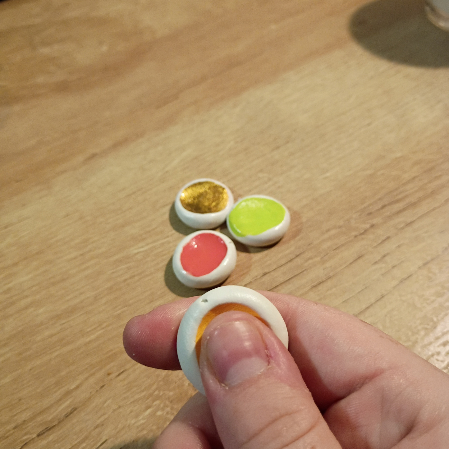 4-Pack Clay Worry Stones – Painted & Clear Coated Thumbprint Stones