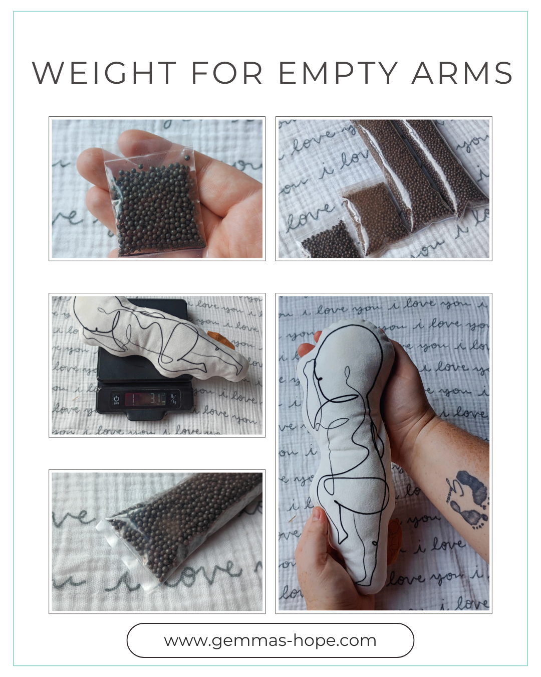 Steel Weight Packs for Memory Bears – 10lb Hospital Variety Set